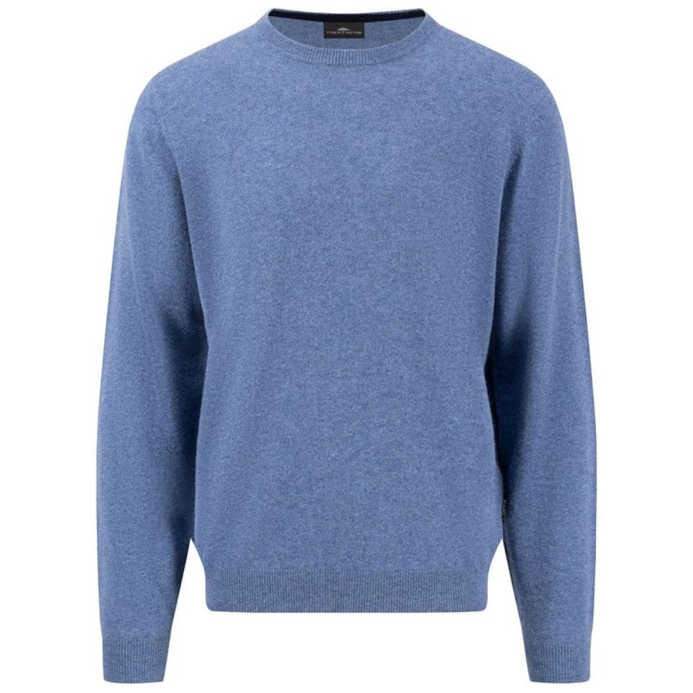 FYNCH HATTON ROUND NECK CLOUD BLUE MEN SWEATER MADE OF MERINO CASHMERE